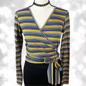 Y2K 90’s Style Striped Wrap Tie Mini Top